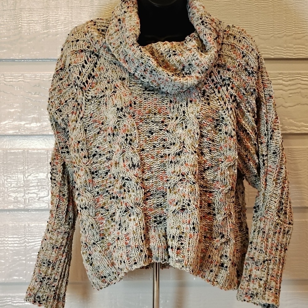 Moon & Madison Sweater Womens XS Multicolor Confetti Knit Cowl Neck Cozy